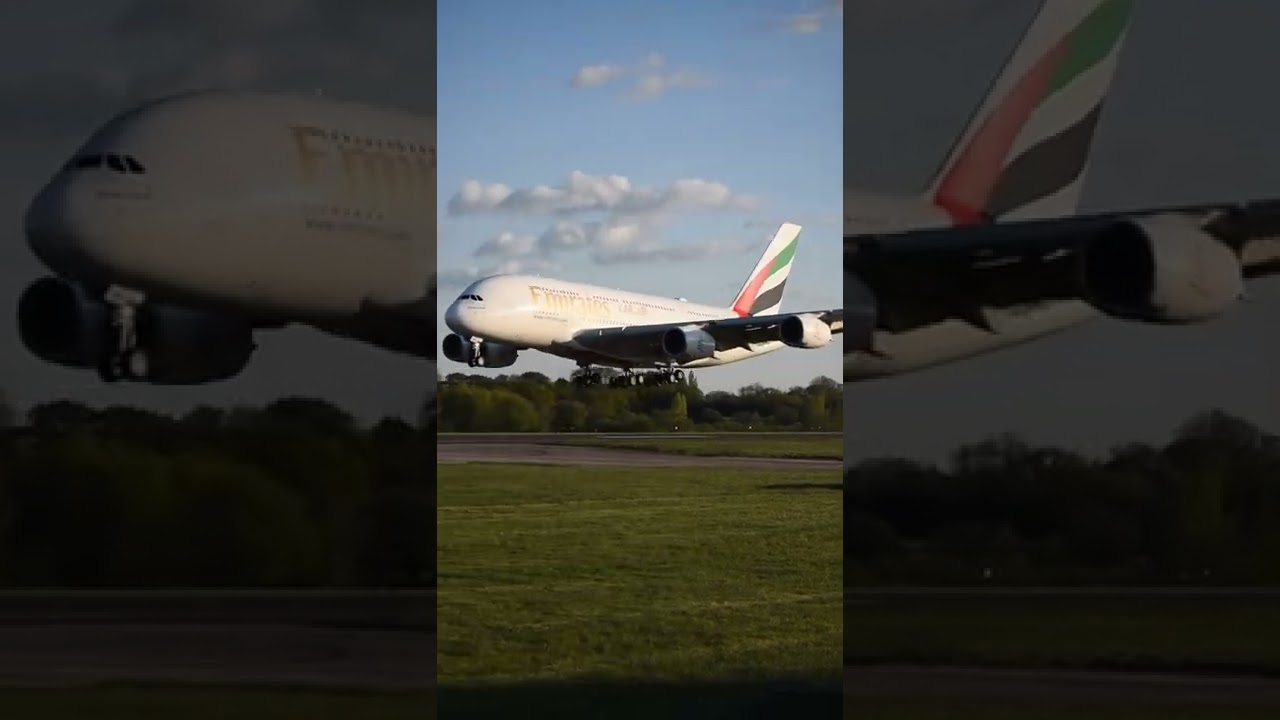 Airbus 380 smoking the main landing gear | Emirates #emirates