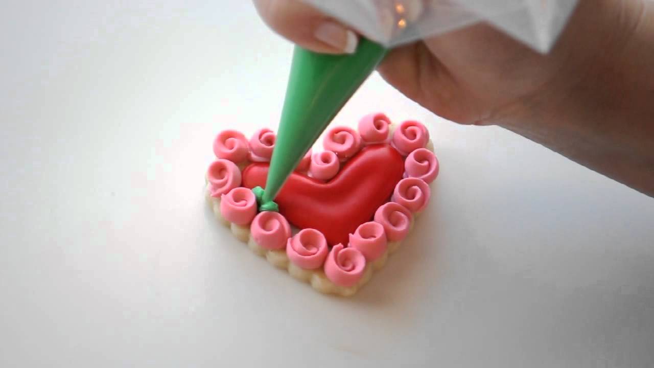 Valentine's Cookie Using Ribbon Roses