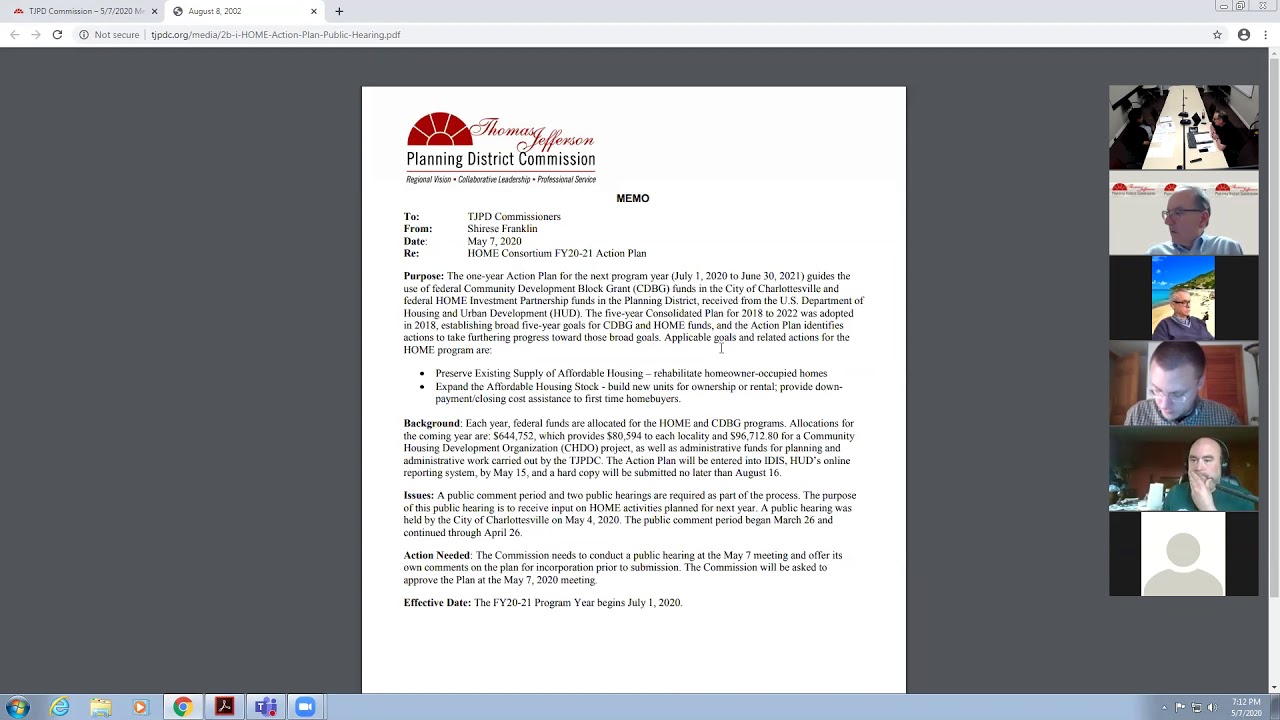 TJPD Commission Meeting - May 7, 2020
