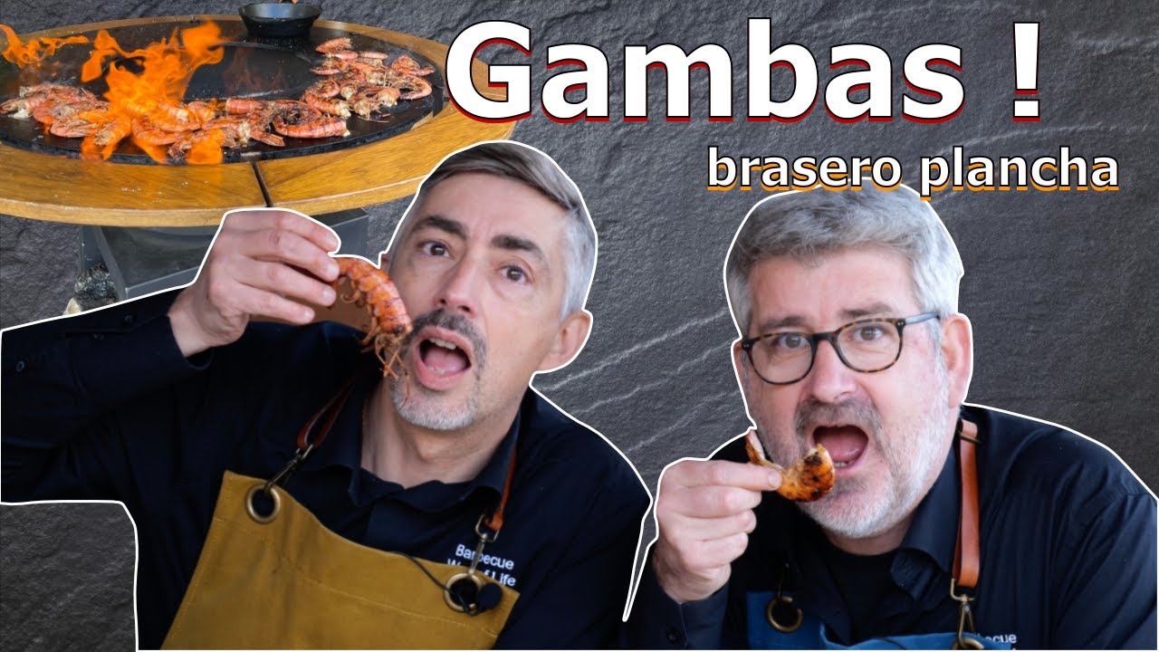 Gambas flambées au brasero plancha !