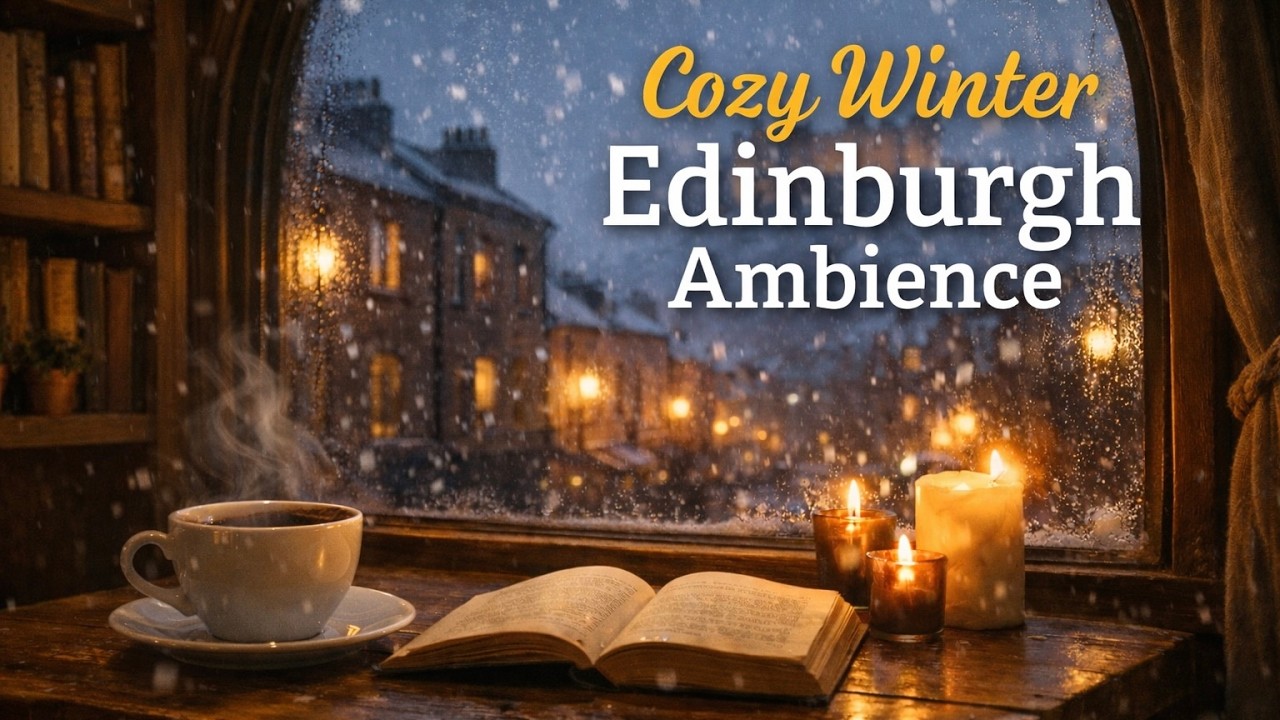 Cozy Warm Winter Edinburgh Coffee Shop Ambiance — Relaxing Café Vibes