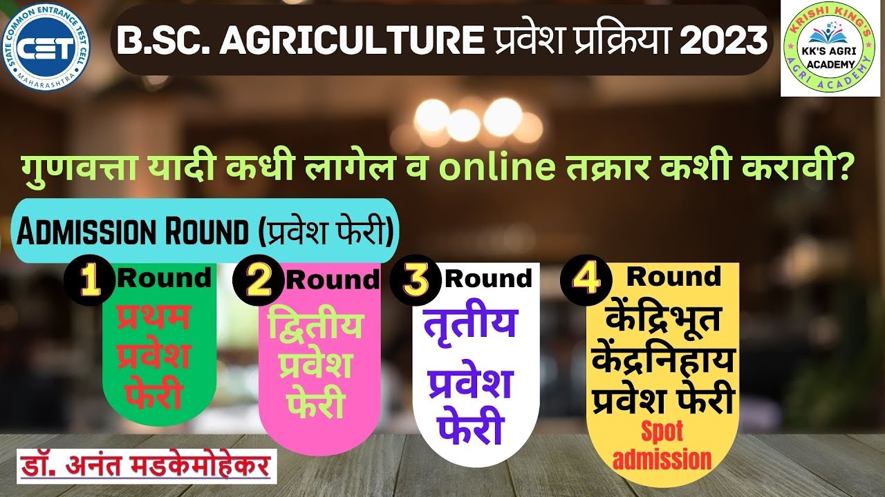 अशी आहें कृषी प्रवेश प्रक्रिया 2023 | B.Sc. Agriculture Round I Merit List I Spot Admission
