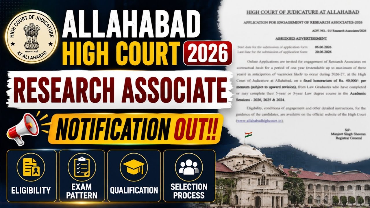 Allahabad High Court Notification 2026 | Allahabad High Court Research Associate Notification Out!!