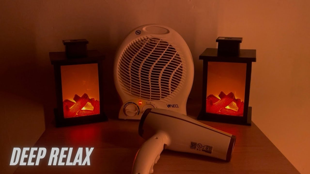 TREAT yourself to A RELAXING BREAK with COMBO - FIREPLACE, FAN HEATER and HAIR DRYER SOUND (ASMR)