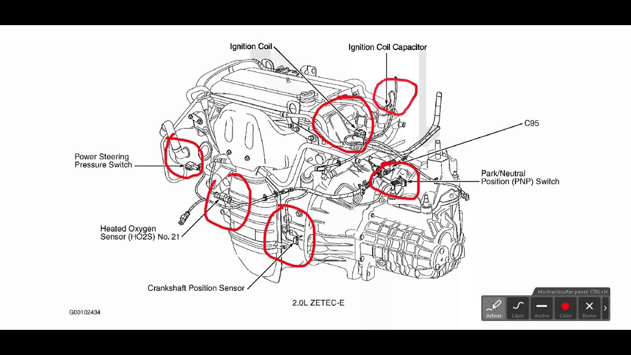 locacion de sensores ford focus doble arbol de levas  2.0 año 2000