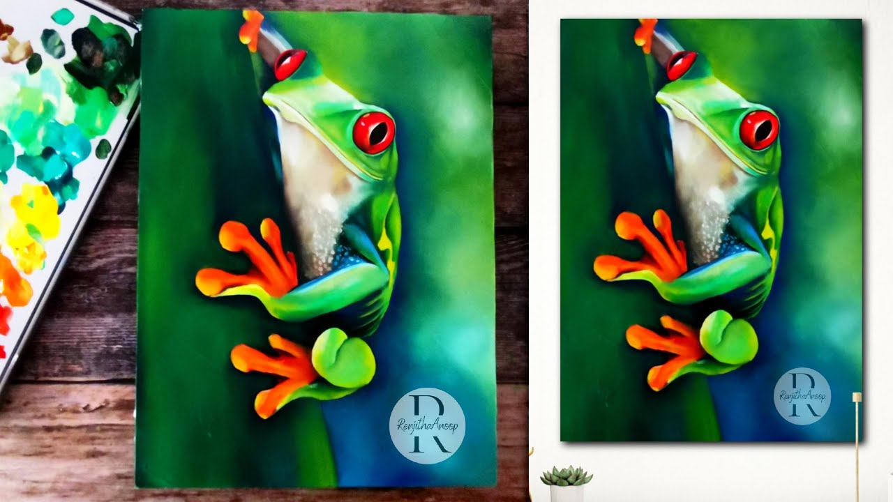 How To Paint Tropical TREE FROG - Green Nature Painting - ART Acrylic Painting