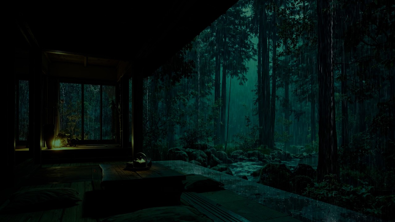 Rain Sounds in a Dark Japanese Bedroom (No Ads)🌧 | For Deep Sleep, Relaxation & Meditation