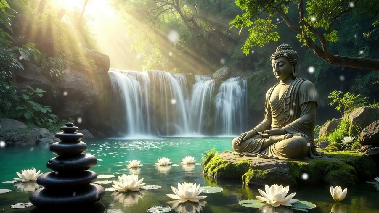 10 Minutes of Divine Light: Golden Waterfall Meditation for Inner Peace | Pure Zen Library