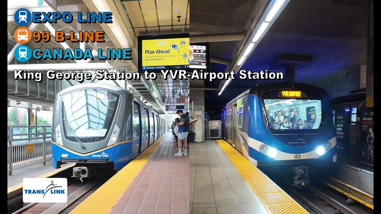 Vancouver SkyTrain POV Walk: King George Station to YVR-Airport Station via Commercial-Broadway Stn