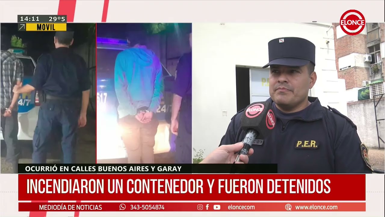 Incendiaron un contenedor y fueron detenidos ocurrió en calle Buenos Aires y  Garay