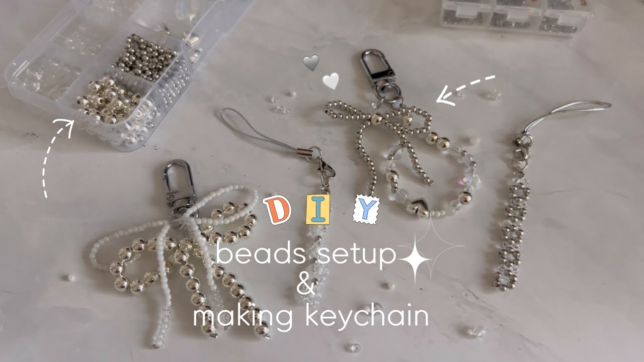 sub) 같이 비즈정리하고 키링 만들어요🩶 | 취향 듬뿍🤍비즈키링 만들기! | 비즈리본 | beads haul&making keyring | 아날로거ANLG