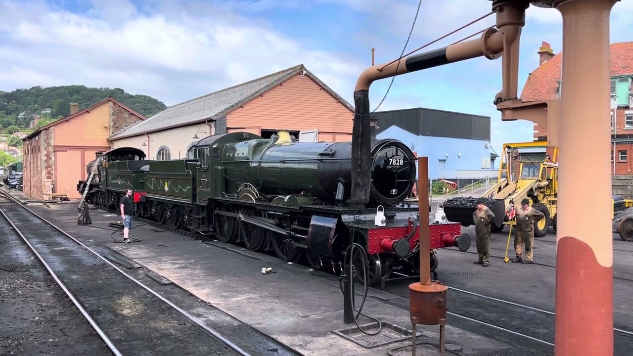 GWR 7828 Odney Manor after a coal and water refill, Minehead