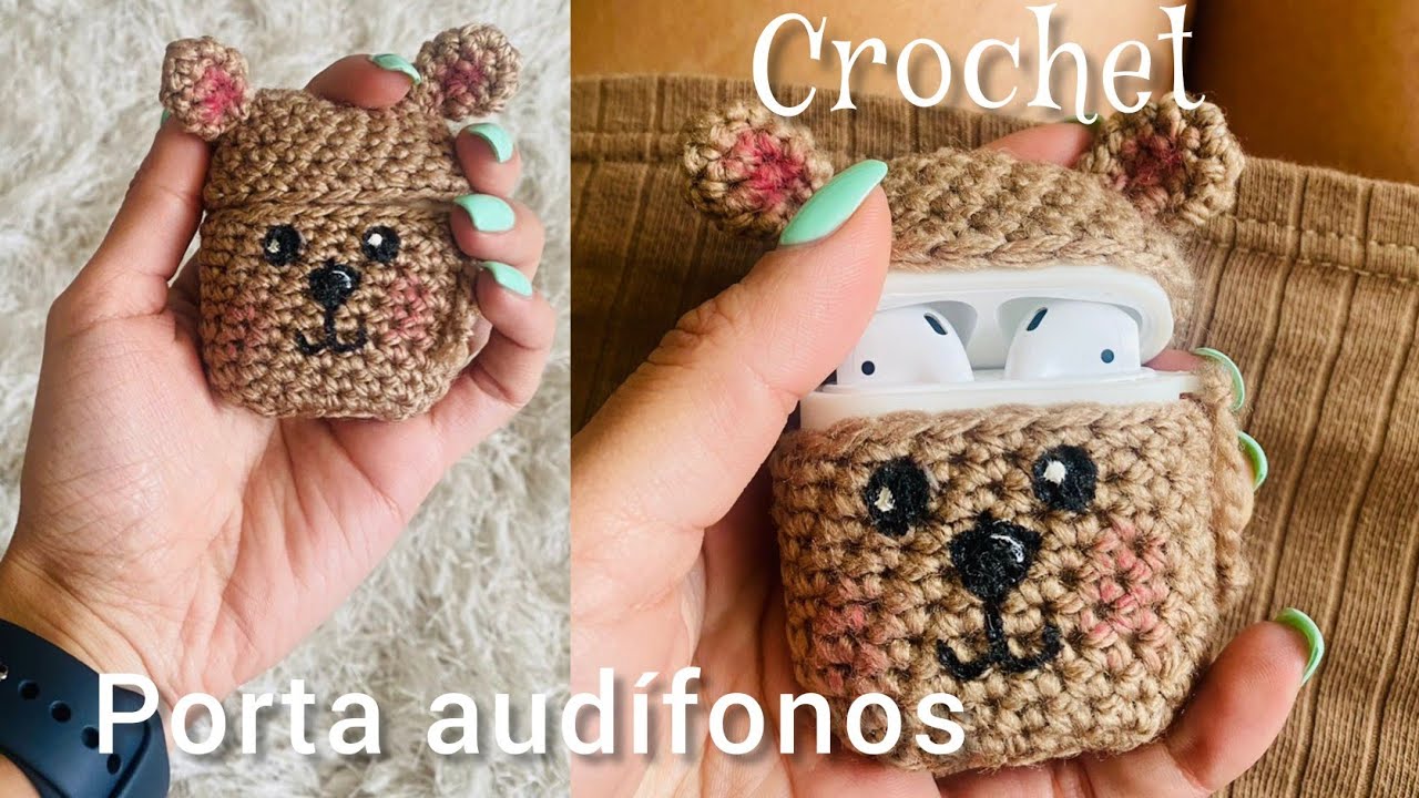Forro a crochet para audífonos Airpods (de osito) #crochet  #tejidos #tutorial