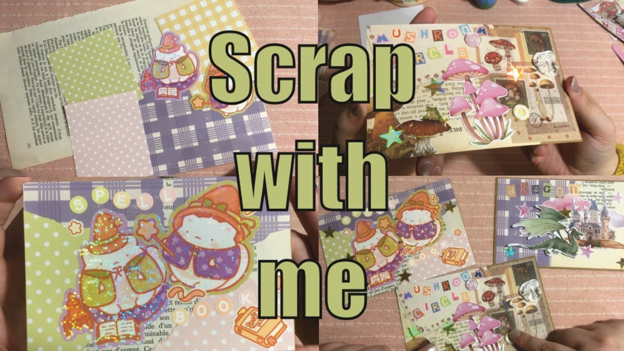 Scrap avec moi : on r&eacute;alise 3 cartes postales en collage de stickers, die cuts, fonds &agrave; motifs &hellip; 🎀