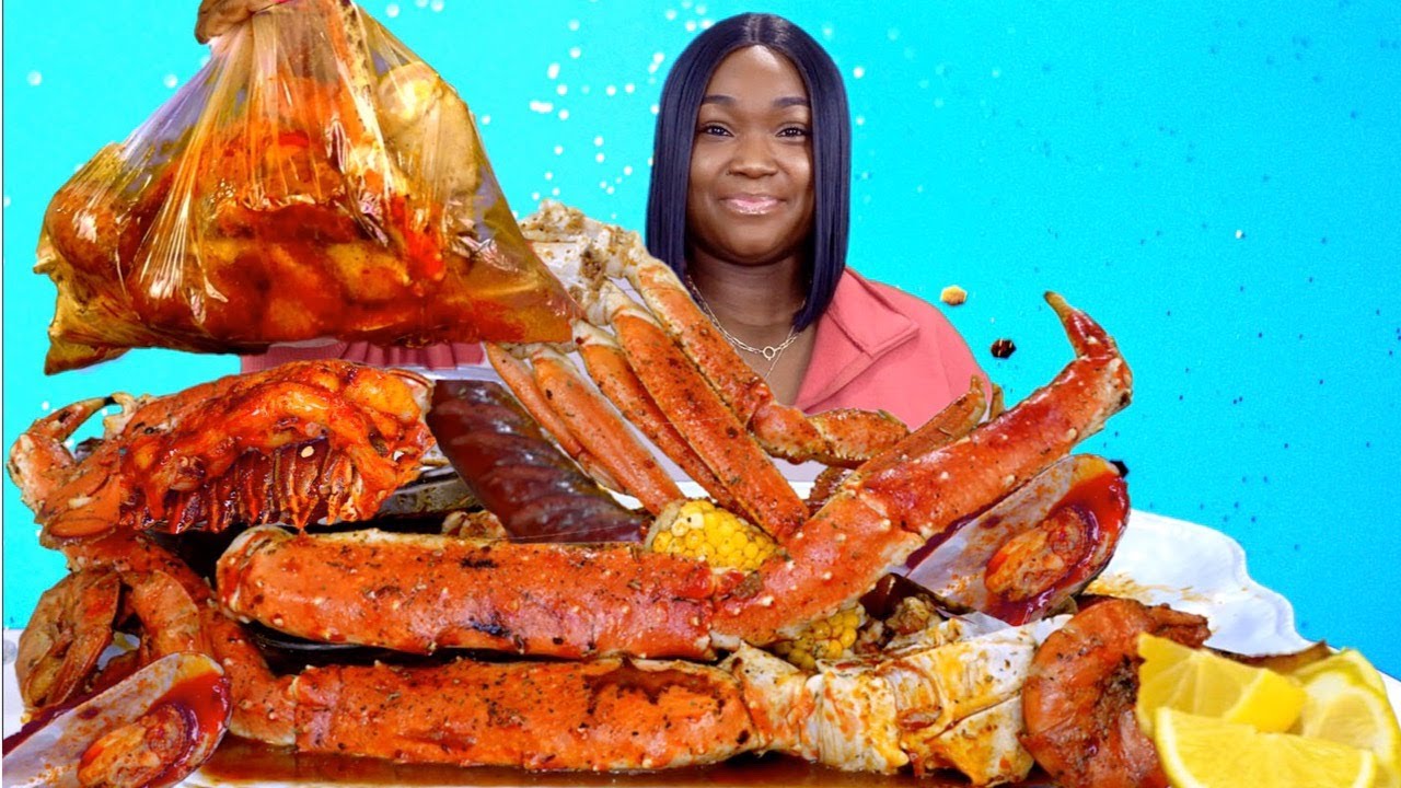 МОРЕПРОДУКТЫ В ПАКЕТИКЕ МУКБАНГ ИЗ МОРЕПРОДУКТОВ | НОГИ КОРОЛЕВСКОГО КРАБА | ВКУСНЫЙ СОУС | МУКБА...