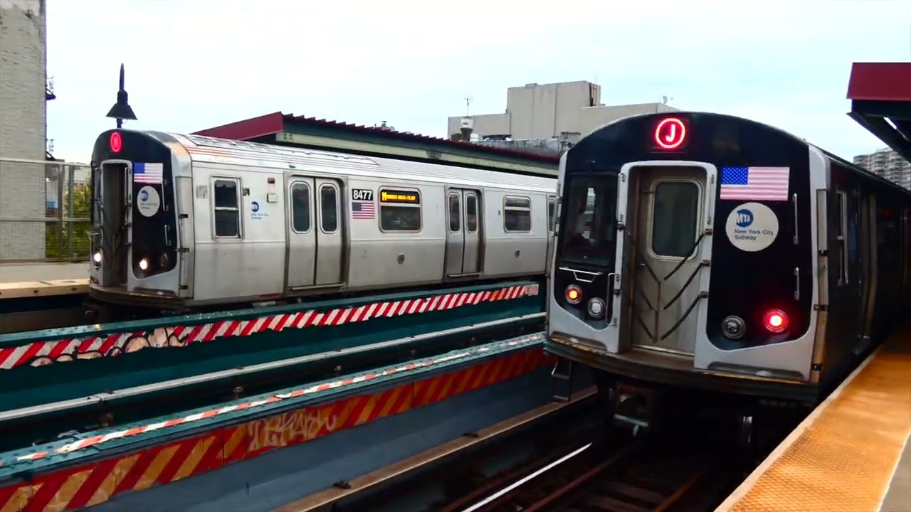 BMT Jamaica Line: R143, R160A-1 & R179 (J) (M) (Z) Trains at Hewes Street (AM Rush Hour)