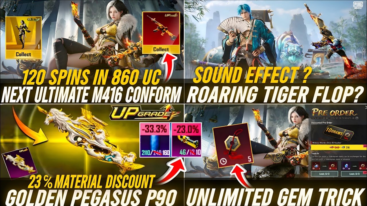 🔴 CRIMSON SKYBLADE M416 120 SPINS CONFORM😱ULTIMATE SET 3D LOOK🤩GOLDEN PEGASUS P90🤯A17 BONUS PASS