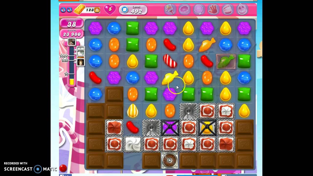 Candy Crush Level 492 help w/audio tips, hints, tricks