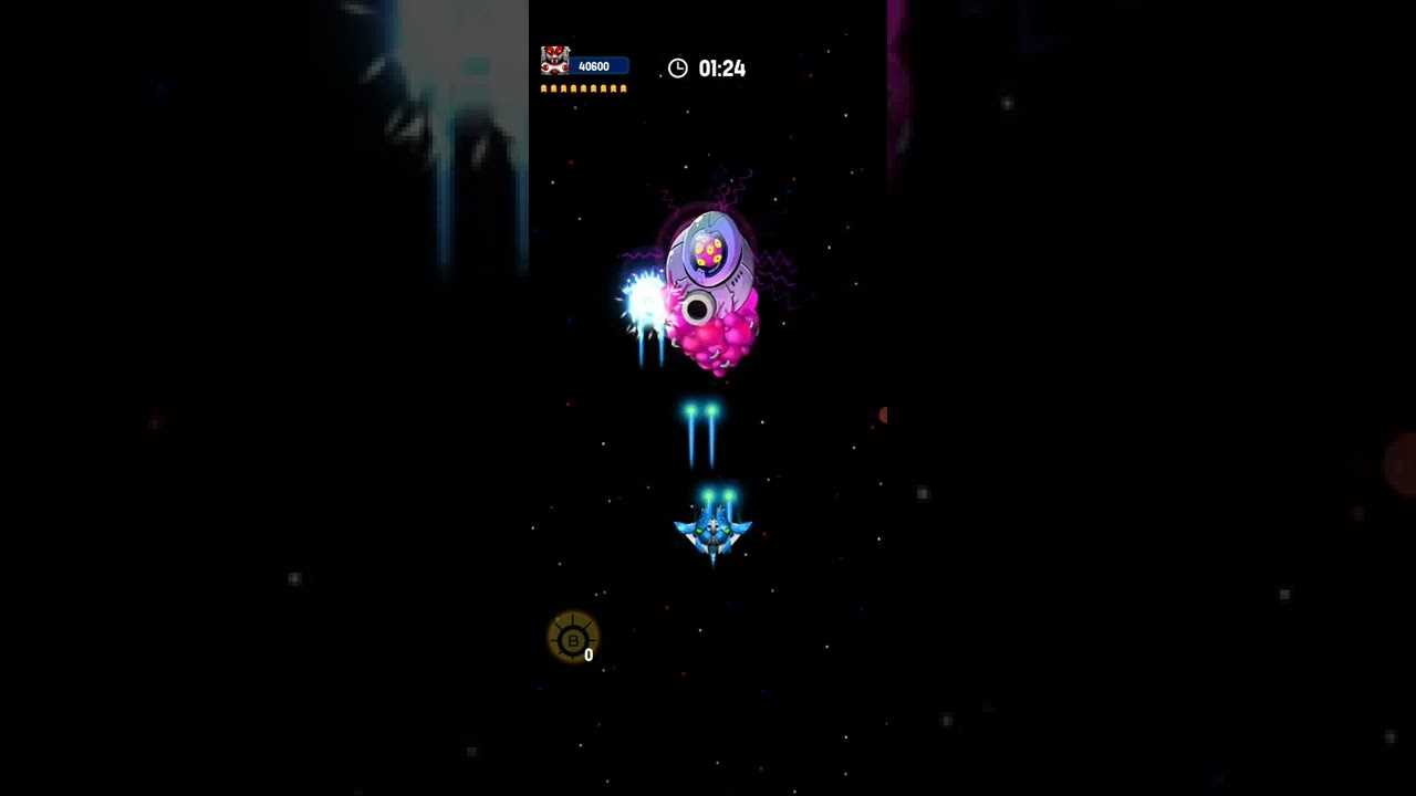 Space Shooter Gameplay. アーケードゲームの時間