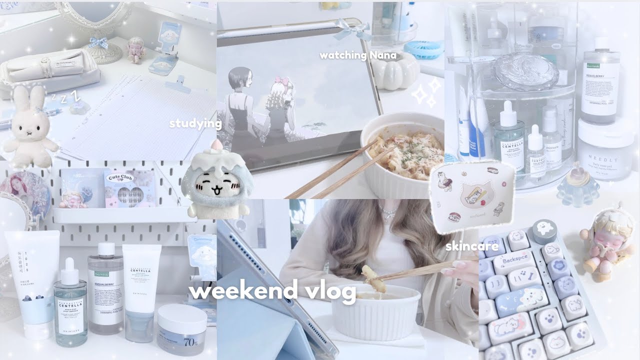 weekend vlog ⋆.˚꩜ .ᐟ grwm, studying, kbeauty, cooking & more!