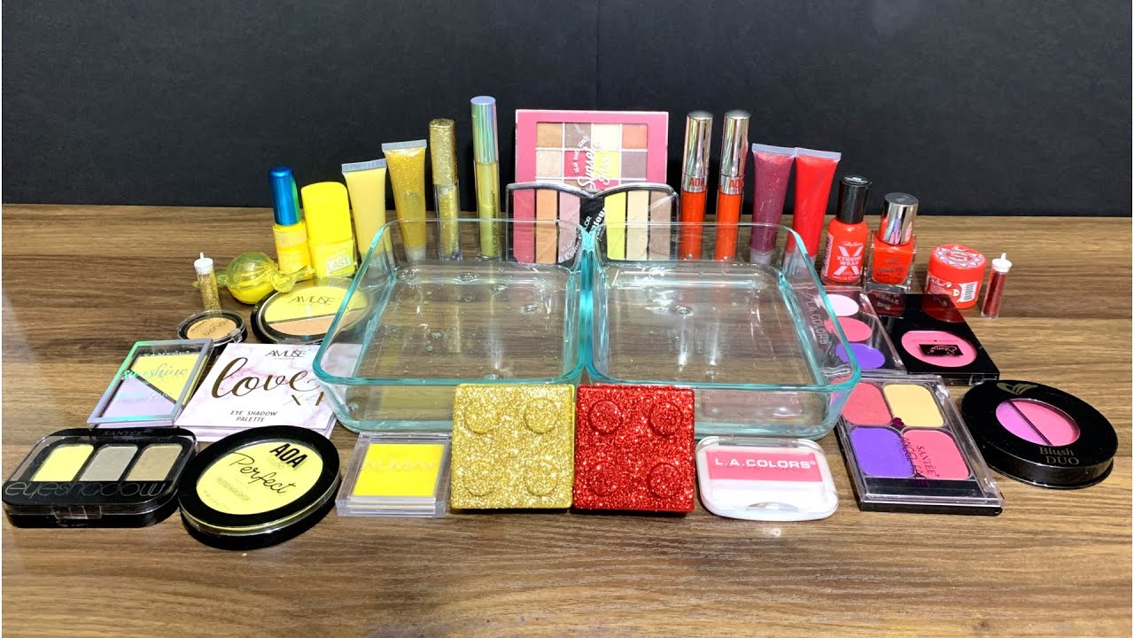 Red vs Yellow - Mixing Eyeshadow Makeup into Slime | Satisfying Slime Videos | ASMR 61