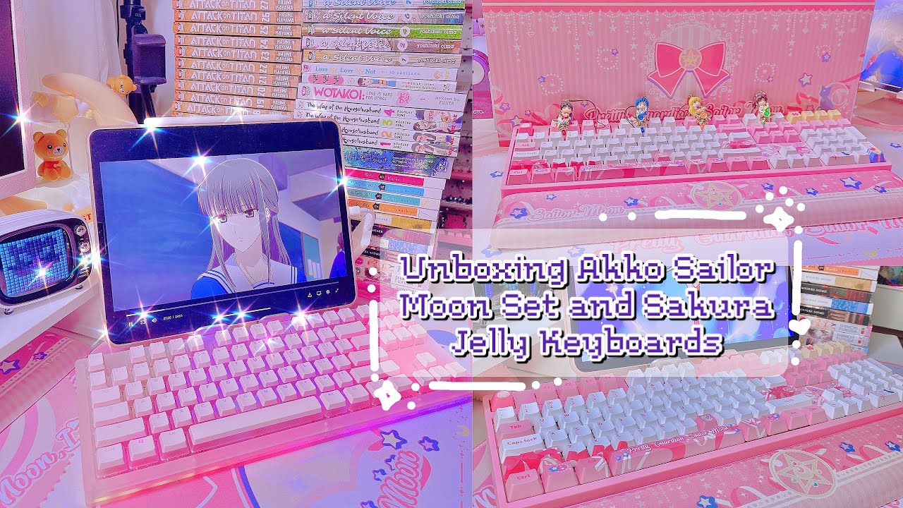 Unboxing Akko Sailor Moon Set & Sakura Jelly Keyboards 🎀 | Bluish White & Gateron Pink Switches 💗