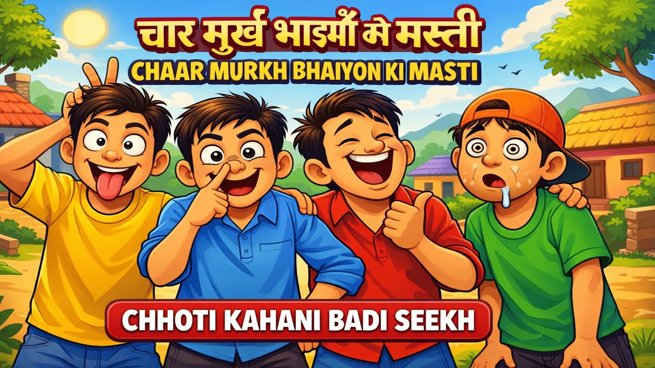 चार मूर्ख भाइयों की मस्ती | CHAAR MURKH BHAIYON KI MASTI | CHHOTI KAHANI BADI SEEKH | COMEDY MORAL