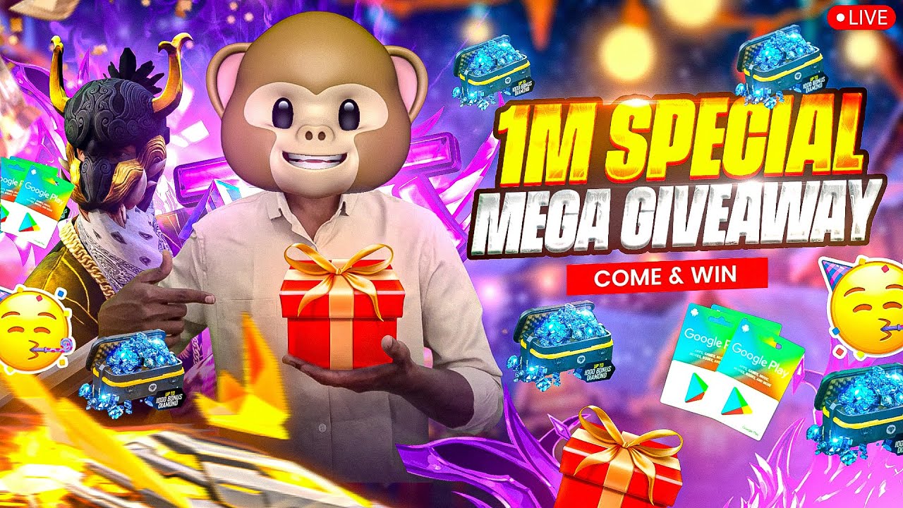 SRB YT 1Million Special Giveaway Come On Guys❣️🤩🤗 || @funwithsrbyt || #freefire #live #srb #scb