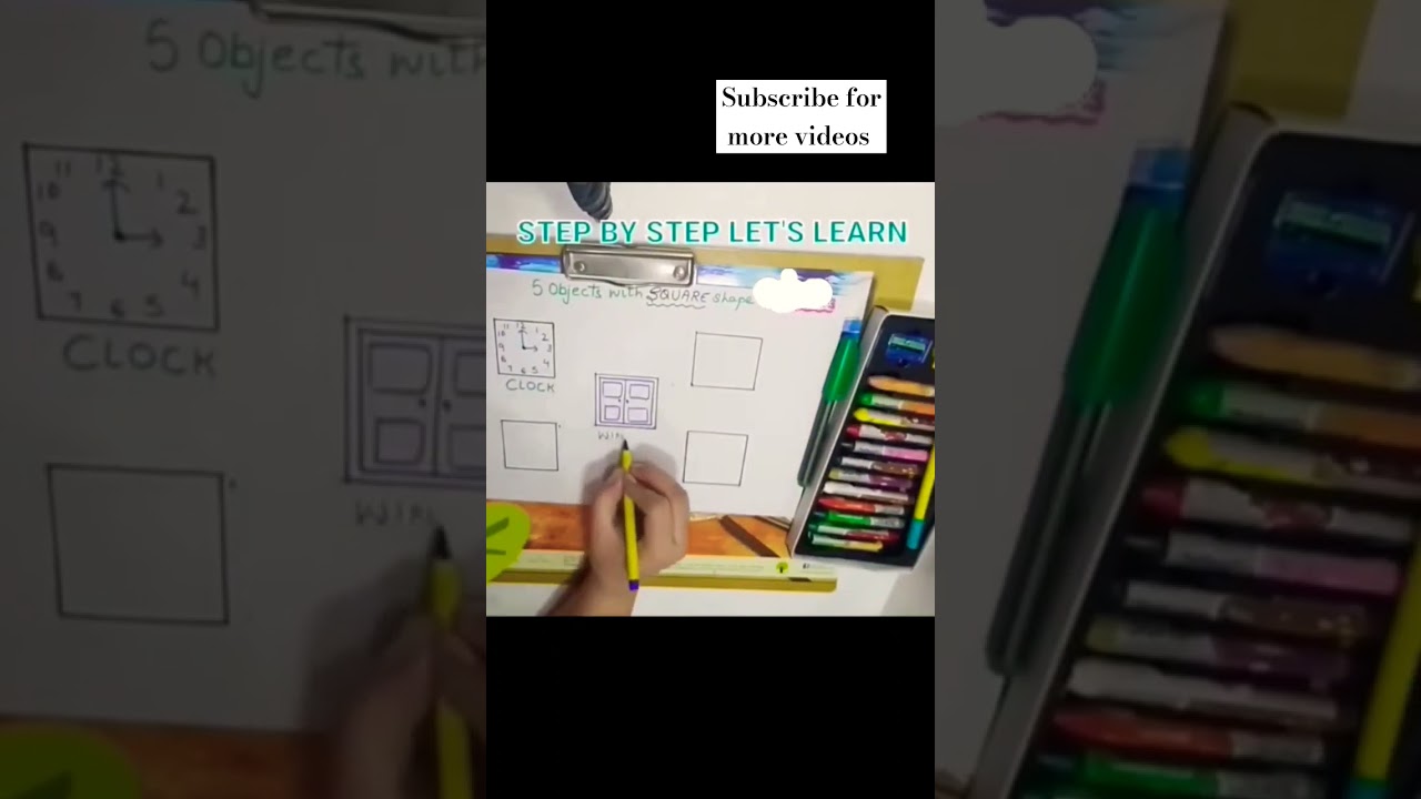 5 square shaped objects drawing 👌👍#shorts #shortvideo #square #drawing #tutorial #youtubeshorts #yt