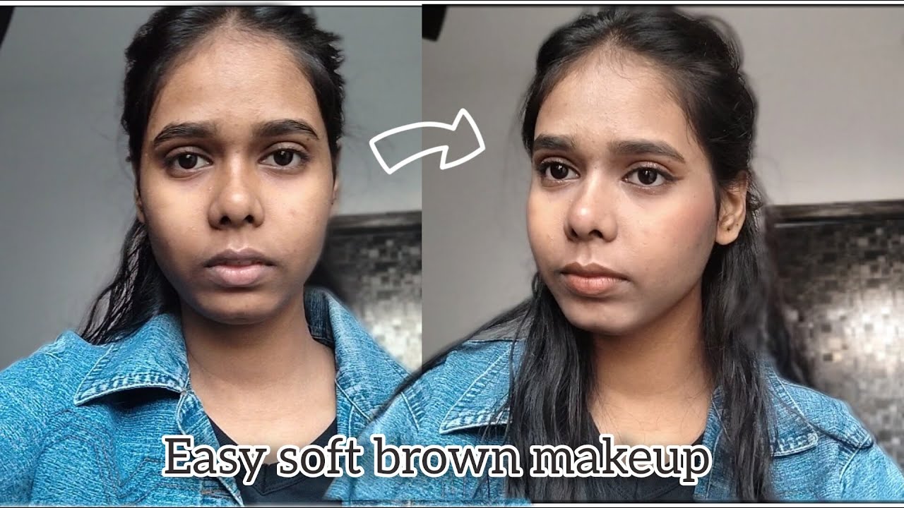 Soft Brown Glitter Eyes Without Eyeliner ✨ Easy Beginner Look