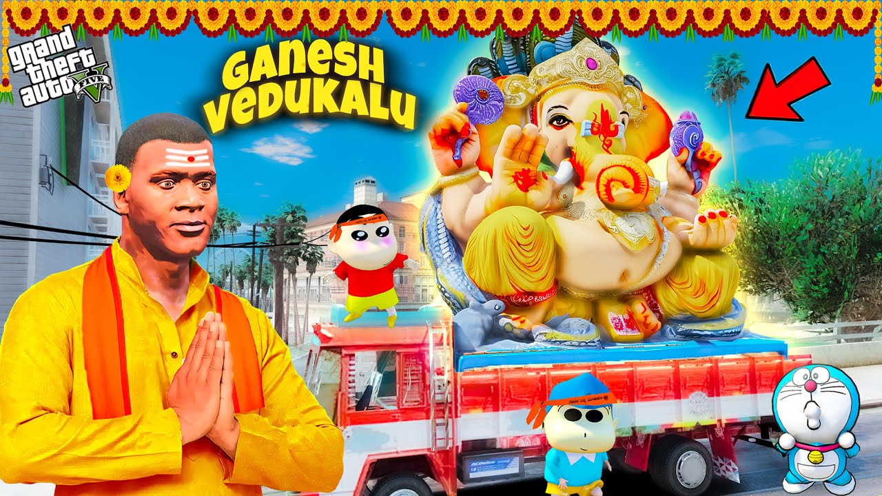 Ganesh Vedukalu 🎉 Franklin & Shinchan 🥰 వినాయక చవితి Special | GTA 5 Telugu | TRISTAR18 | EP2