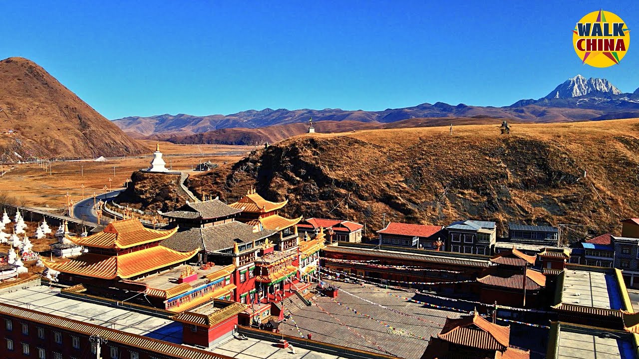 4K Drone Footage - Tibet Temple Tagong in Garz&ecirc; Tibetan Autonomous Prefecture