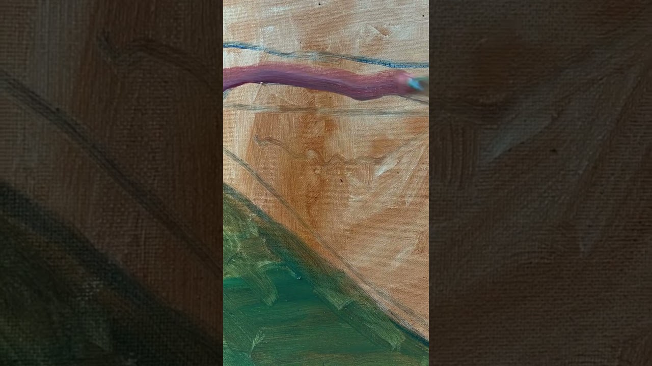 Oil painting in Alabama. Lake view sunset. 