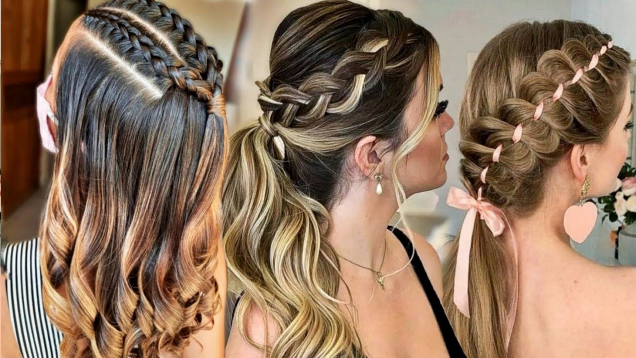 PEINADOS CON TRENZAS PARA 15 AÑOS con semirecogidos y cabello suelto | chicas fashions