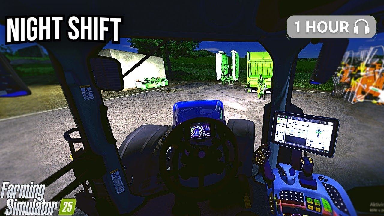 FS25 | Night Shift | New Holland T8 | 1 Hour PURE SOUND ASMR | Ultra Realistic 4K