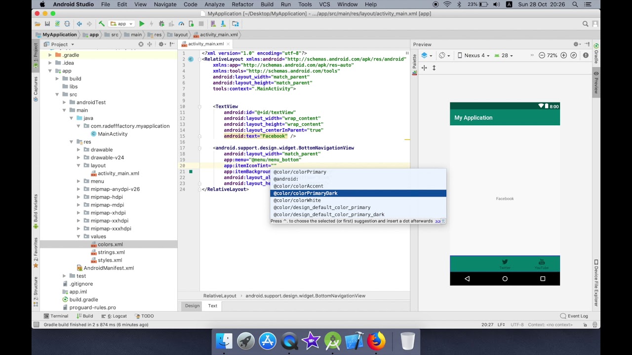 Using BottomNavigationView in AndroidStudio