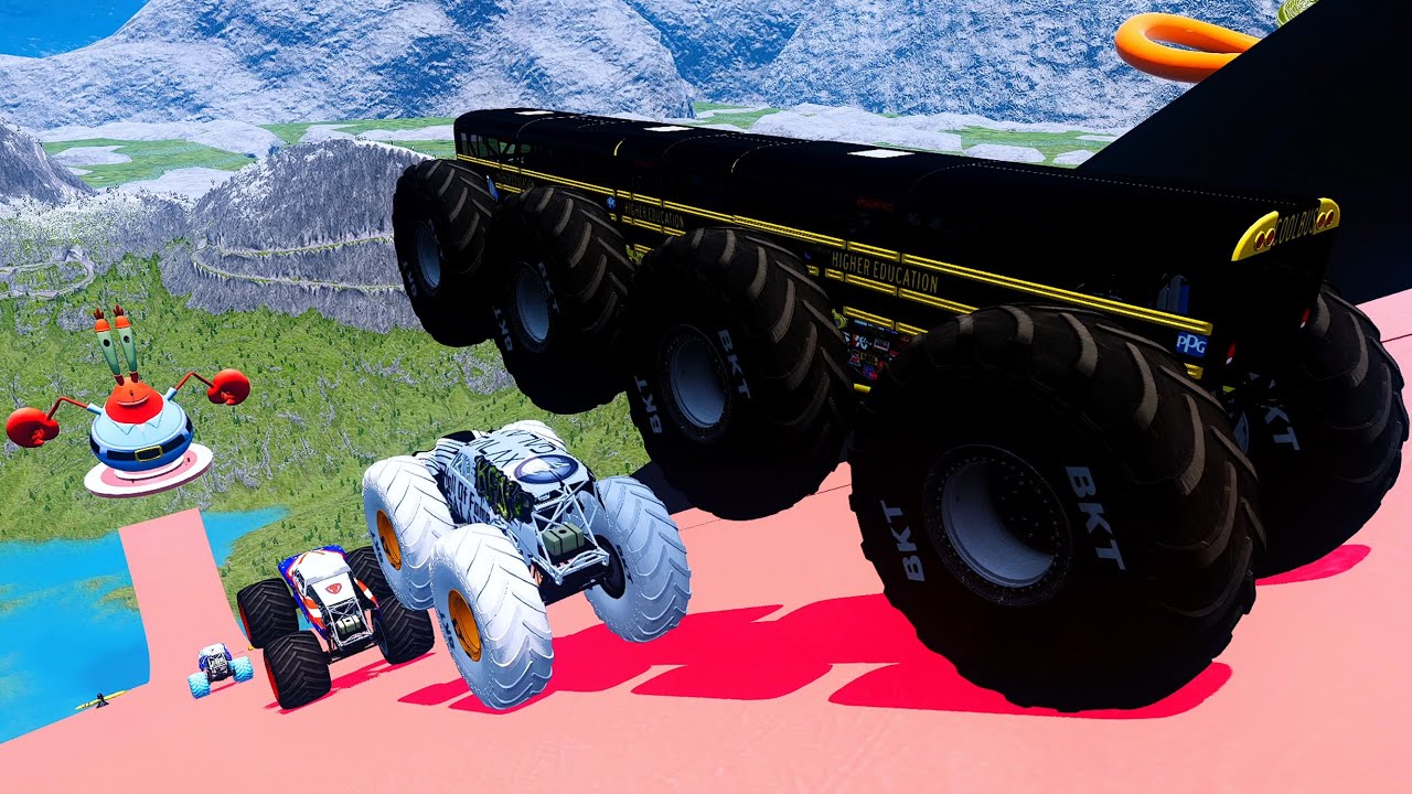 Epic High Speed monster trucks jumps stunts & crashes #040 | BeamNG Drive