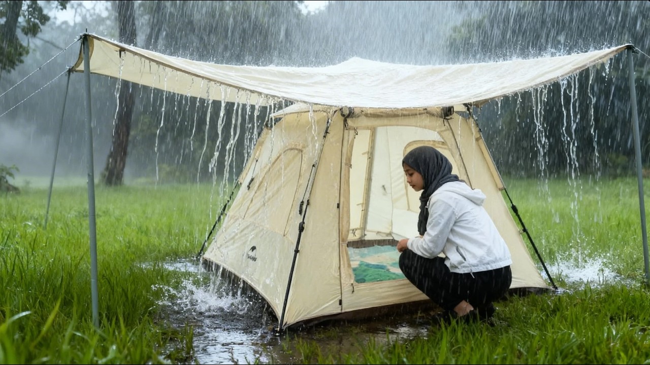 ‼ Тестирование новой палатки под проливным дождем ⛈ Кемпинг под проливным дождем | Расслабляющий