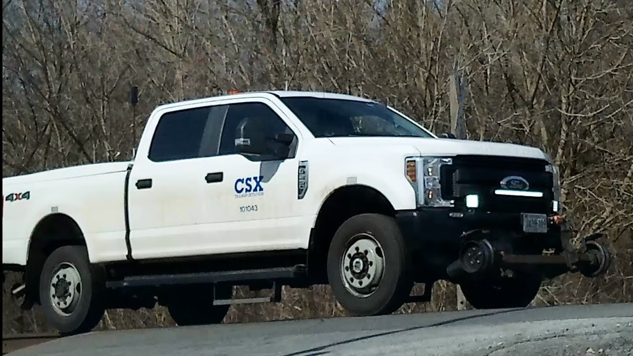 csx hi-rail truck's gets off the train track's at the hold out. 02/10/2023