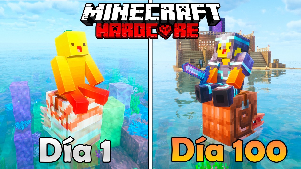Sobreviví 100 Días en un Mundo solo de CORALES en Minecraft Hardcore
