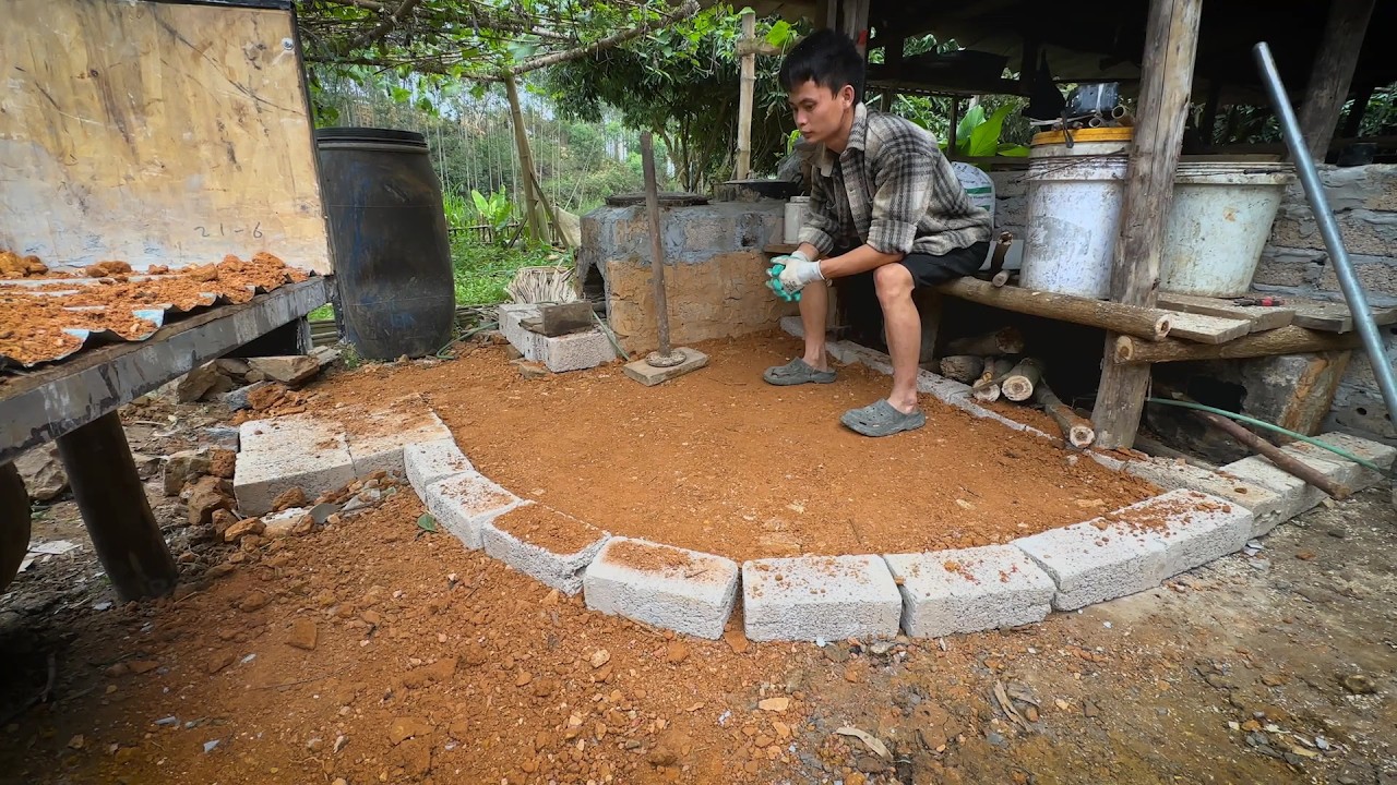 Making homemade pig feed & Finishing the cooking area - Real mountain life