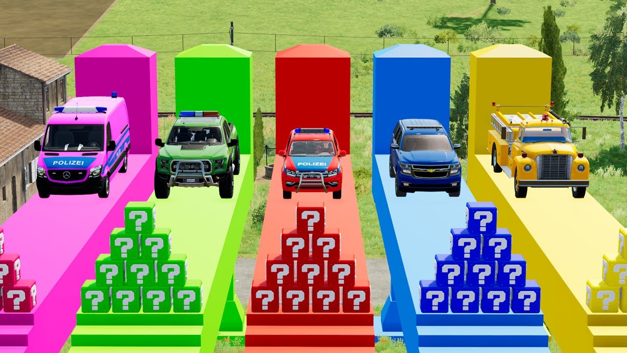 Volkswagen Amarok, GMC Tahoe, Ford Raptor, Fire Engine, Mercedes Sprinter With Transport Man Trucks