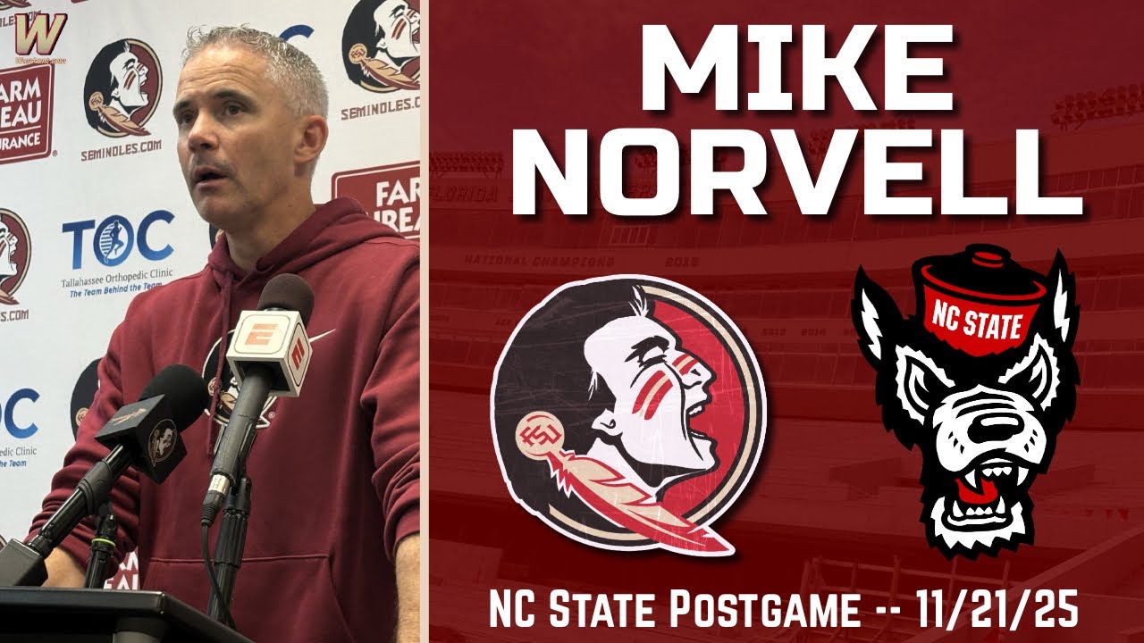 Майк Норвелл, FSU, NC State, послематчевая игра, 21.11.25 | FSU, футбол | Florida State, футбол |...