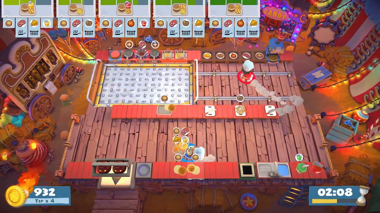 Overcooked 2 - Carnival Chaos 2-2 :: 2 Players - Score: 1864