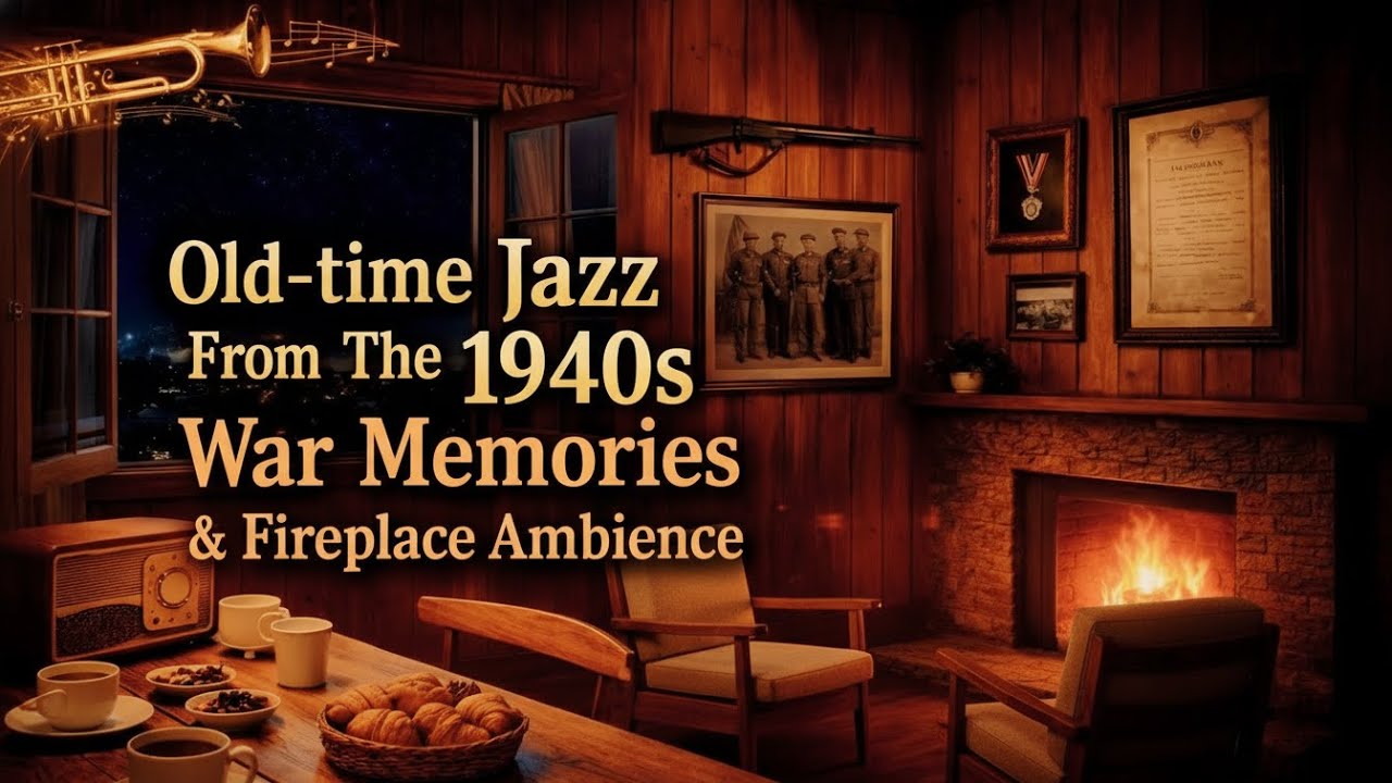 Classic Jazz 1940s Vintage 🎶 | War Era Memories & Fireplace Ambience