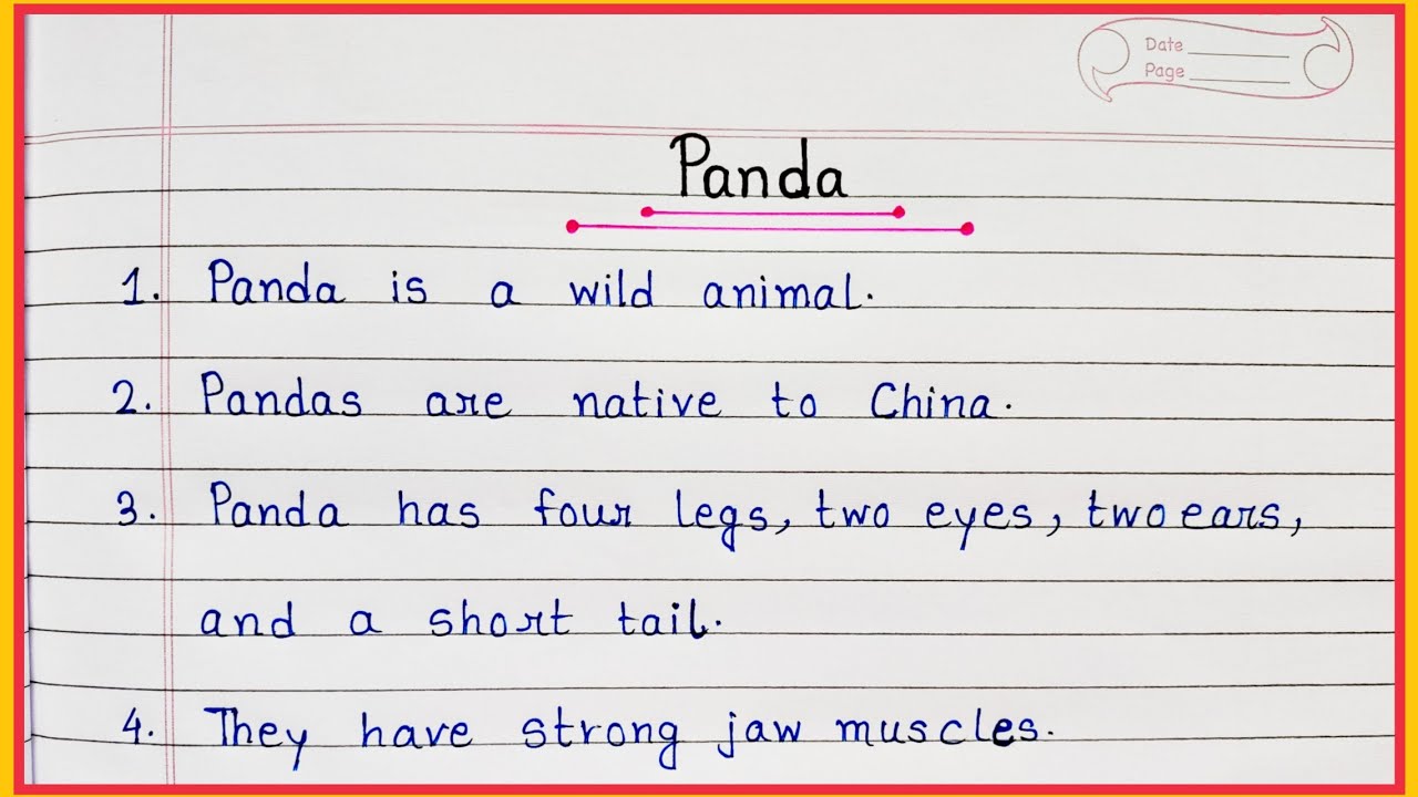 10 Lines Essay On Panda | Essay On Panda In English | 10 Easy Sentences About Panda