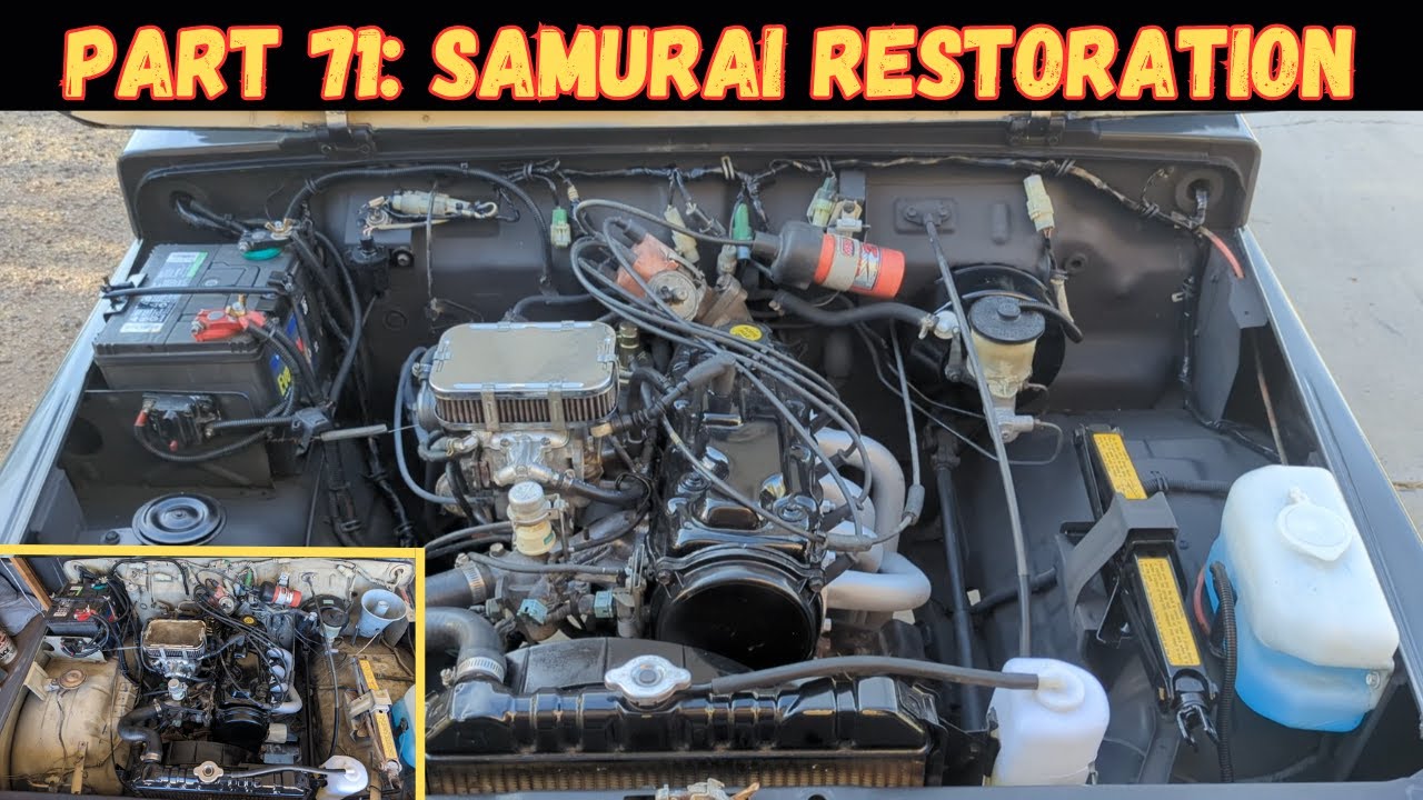 Part 71 Suzuki Samurai Restoration Engine Bay Night and Day Difference, Jimny Sierra SJ413 SJ410