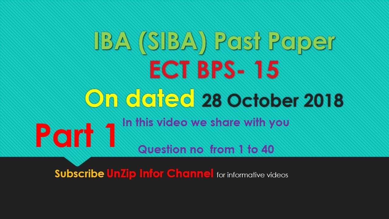 Past Paper Post of ECT BPS-15  || IBA Sukkur testing service Part=1