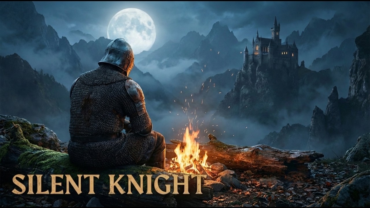 Medieval Campfire by the Castle ( 1Hour )| 4K Relaxing Fantasy Music & Night Ambience