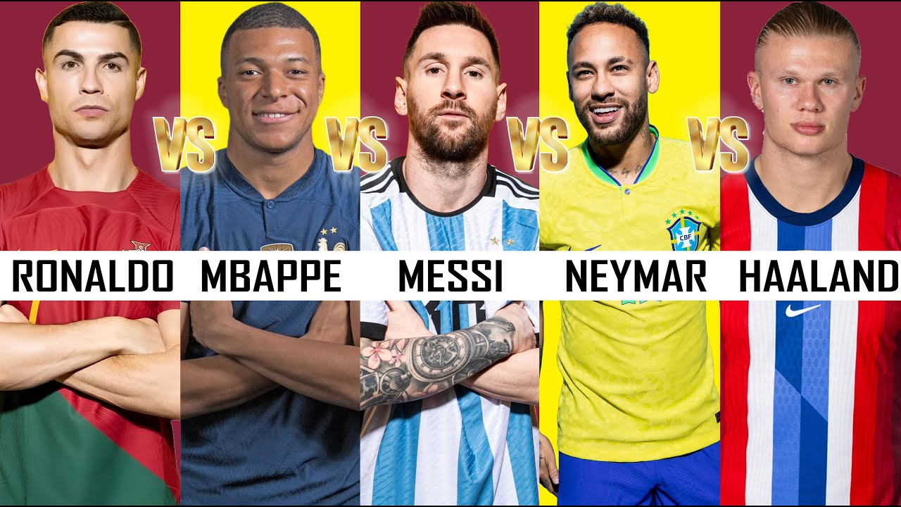 ronaldo vs messi vs neymar vs mbappe & Haaland Compared!